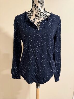 Loft Long Sleeve Polka Dot Blouse